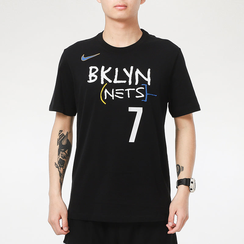 Nike NBA Brooklyn Nets Durant No. 7 Sports Basketball Breathable Running Short Sleeve Black CT9420-014