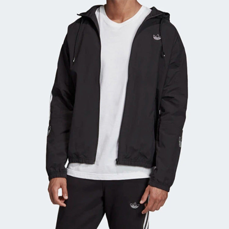 adidas originals Casual Sports Zipper Hooded Jacket Black ED4688