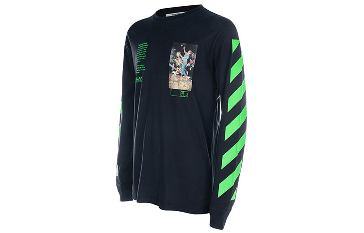 Off-White Printing Round Neck Long Sleeves Version Black OMAB001R201850141088