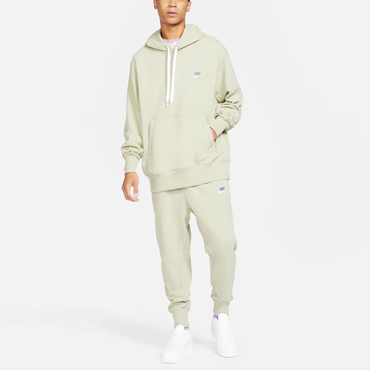 Nike Sportswear Embroidered Logo Solid Color Bundle Feet Sports Pants Beige Creamy DA0019-230