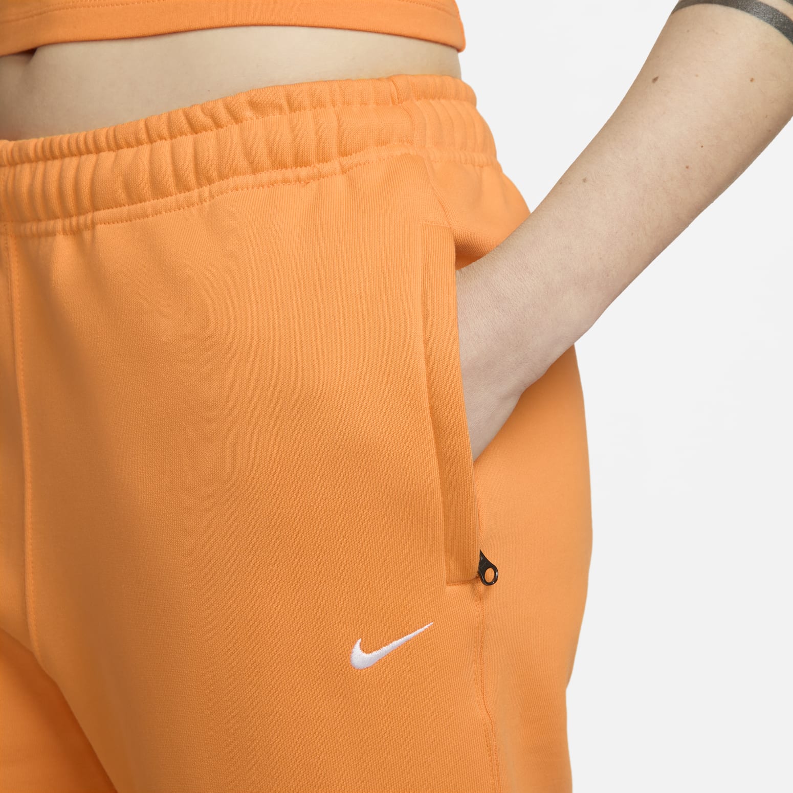 (WMNS) Nike Solo Swoosh Fleece Pants 'Vivid Orange White' CW5565-836