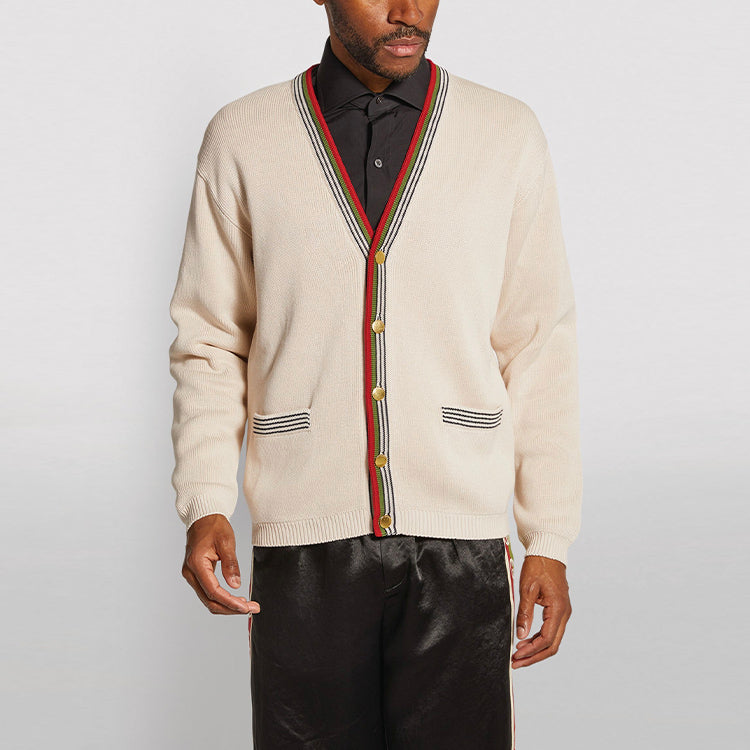 Gucci V-Neck Cotton Cardigan 'Beige' 626268-XKBFU-9750