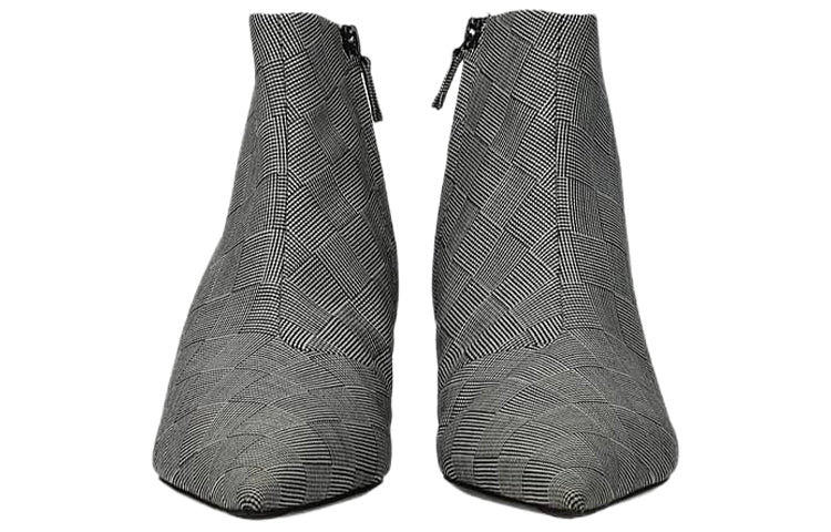 (WMNS) Balenciaga Wool Checked Knife Pointy Toe Boots 'Grey' 579218W1SR01214
