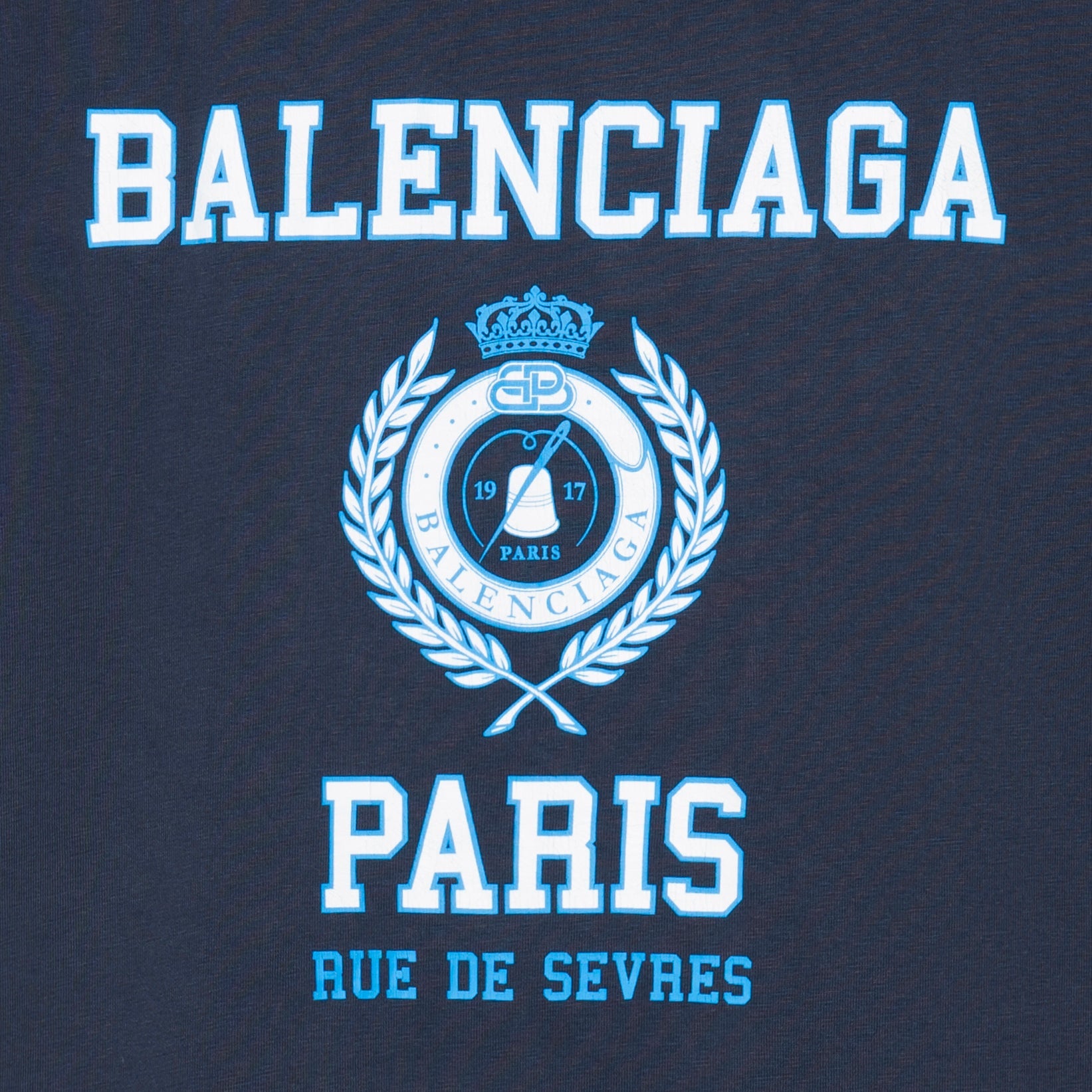 (WMNS) Balenciaga College 1917 Medium Fit T-Shirt 'Blue' 612965TMV954140