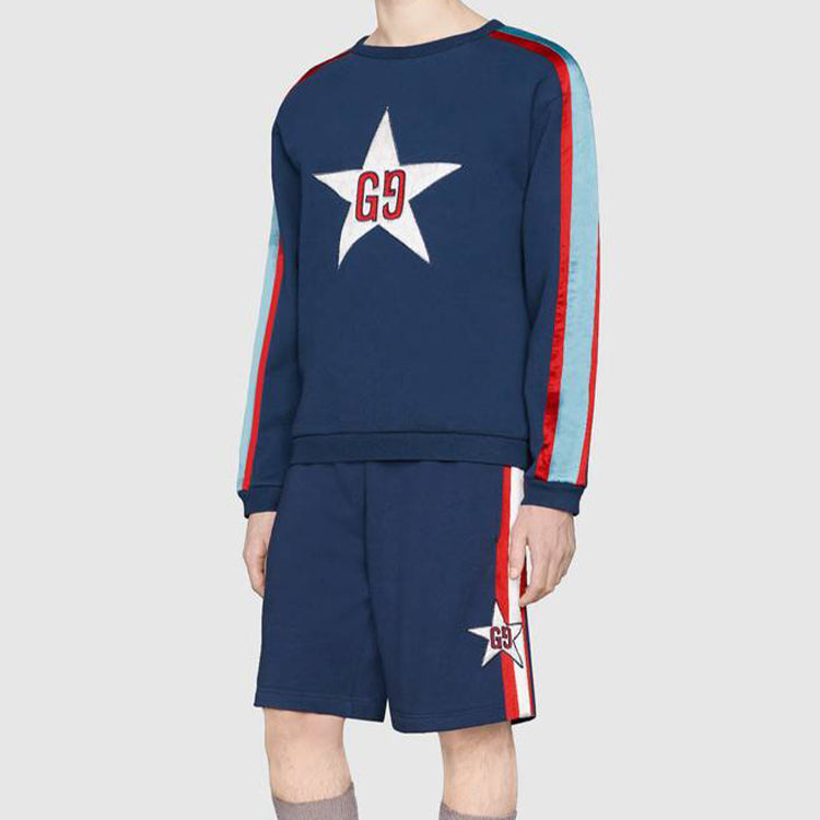 Gucci GG Star Design Crewneck Sweatshirt 'Blue' 576065-XJBBQ-4429