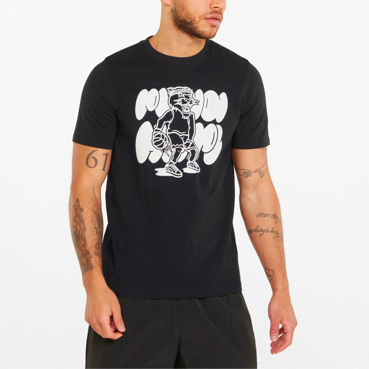 PUMA Qualifier Basketball Short Sleeve T-Shirt 'Black White' 532106-12