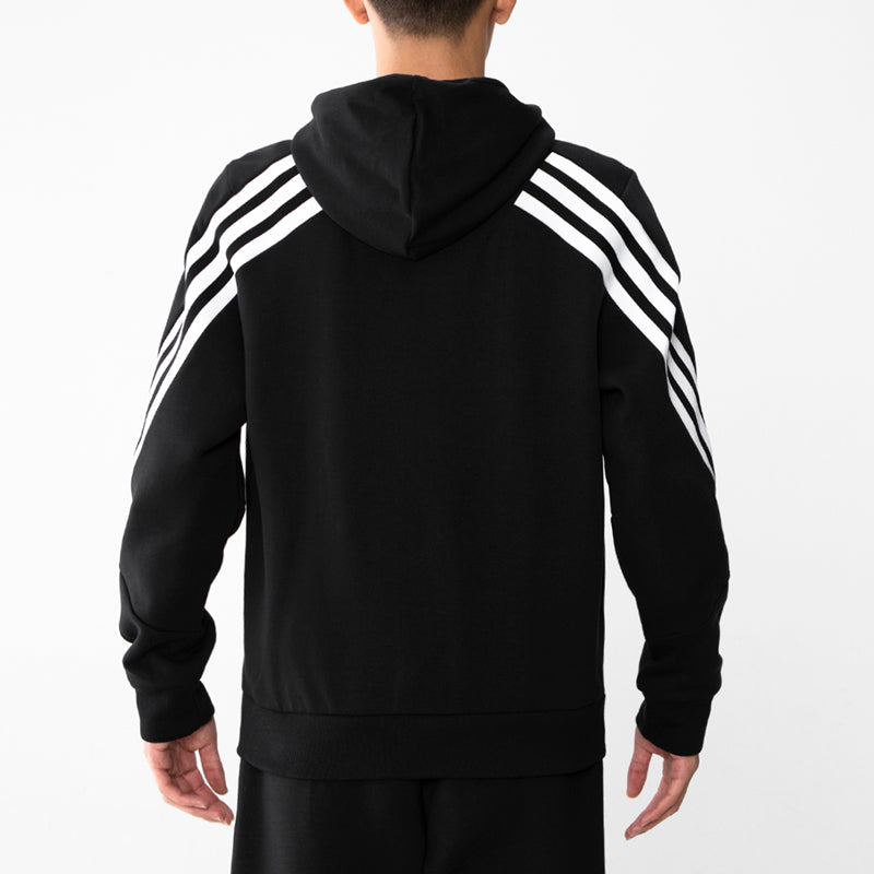 adidas Three Stripe knitting Hooded Jacket Coat Black H46526