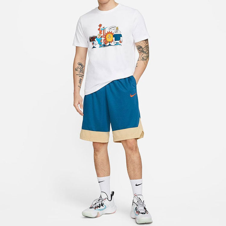 Men's Nike Cartoon Printing Cozy Round Neck Casual Short Sleeve White T-Shirt DN3004-100