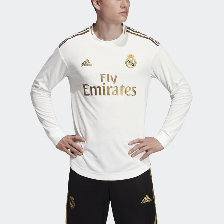 adidas real Madrid 19-20 Season Player Edition Alphabet Logo Stripe Sports Soccer/Football Long Sleeves Jersey White DW4437