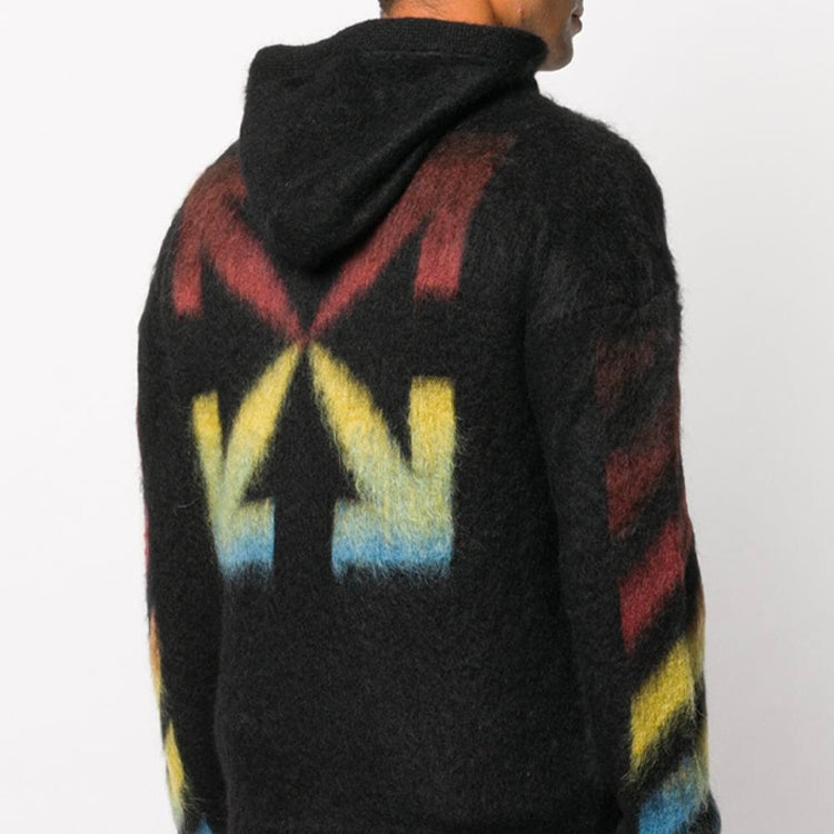 Men's Off-White Pattern Hooded Jacket Black OMHA073F20KNI0011087