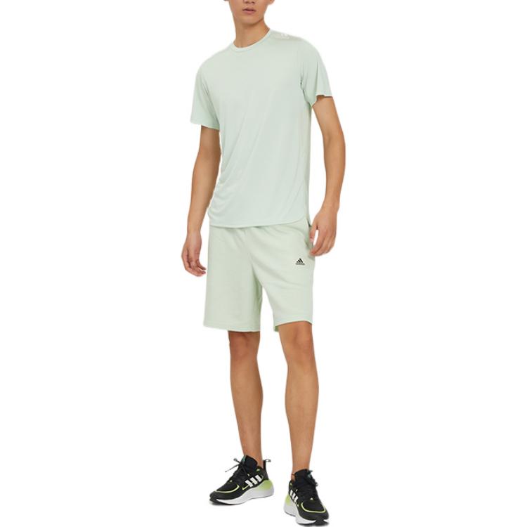 Men's adidas Logo Printing Pattern Drawstring Elastic Waistband Straight Shorts Light Cyan HZ7030