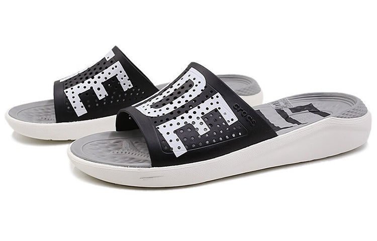 Crocs LiteRide LOGO Unisex Black Slippers 'Black White' 205562-066