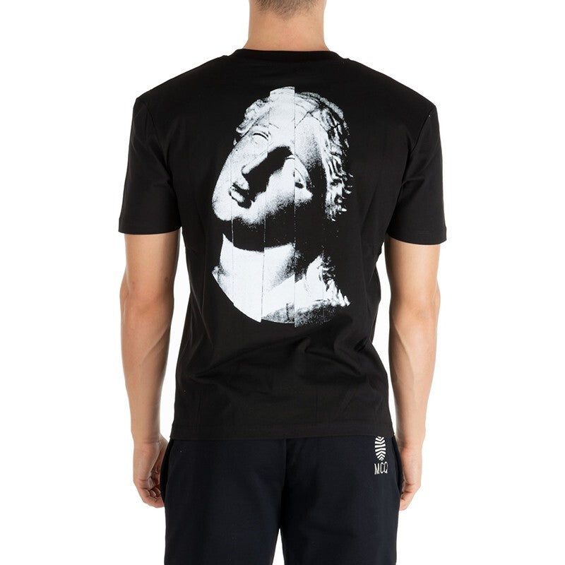 Men's McQ Alexander McQueen Round Neck Printing Alphabet Short Sleeve Black 291571-R0J27-1000