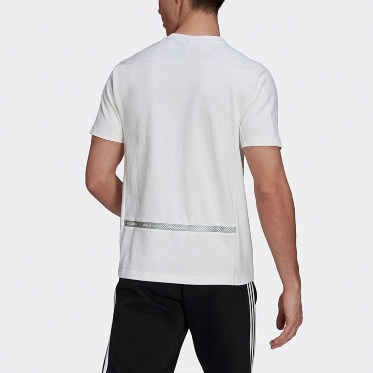 adidas Th Tee Dry Silo Reflective Stripe Knit Sports Short Sleeve White GU1761