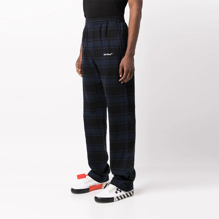 Men's Off-White SS22 Plaid Casual Pants/Trousers Blue Black OMCA228S22FAB0014501