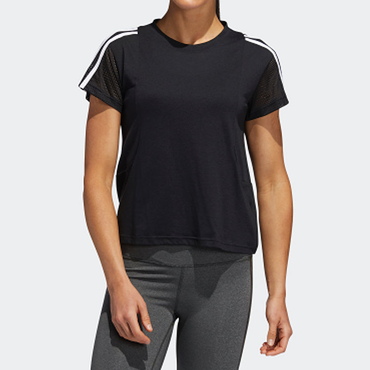 (WMNS) adidas Training Round Neck Pullover Short Sleeve Black EA3357