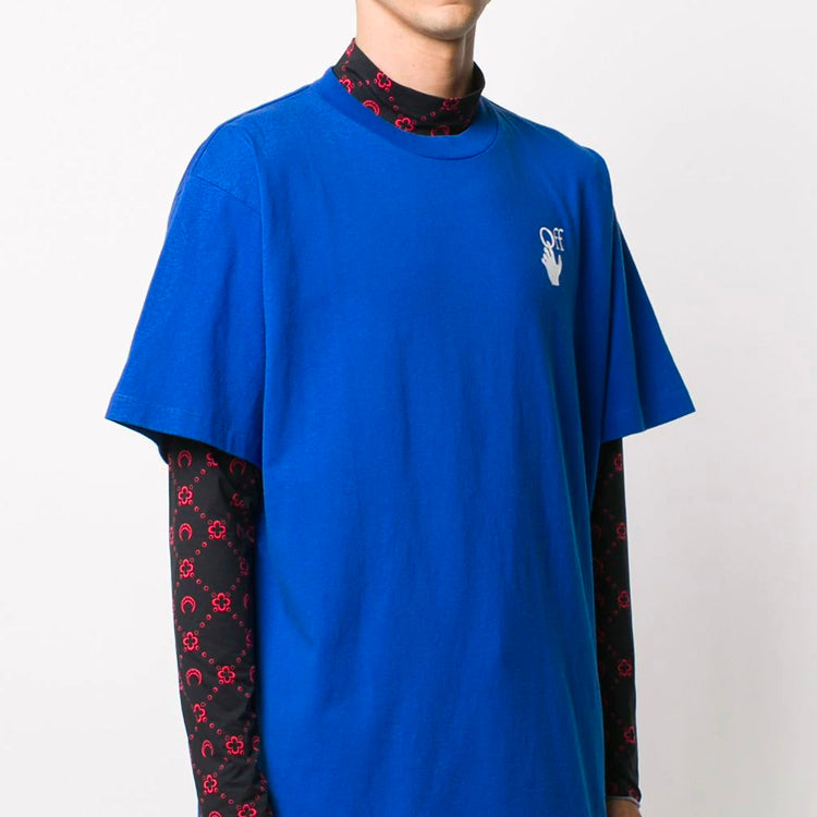 Off-White Double Arrow Applique Tee Men's Blue OMAA038F20FAB0084501
