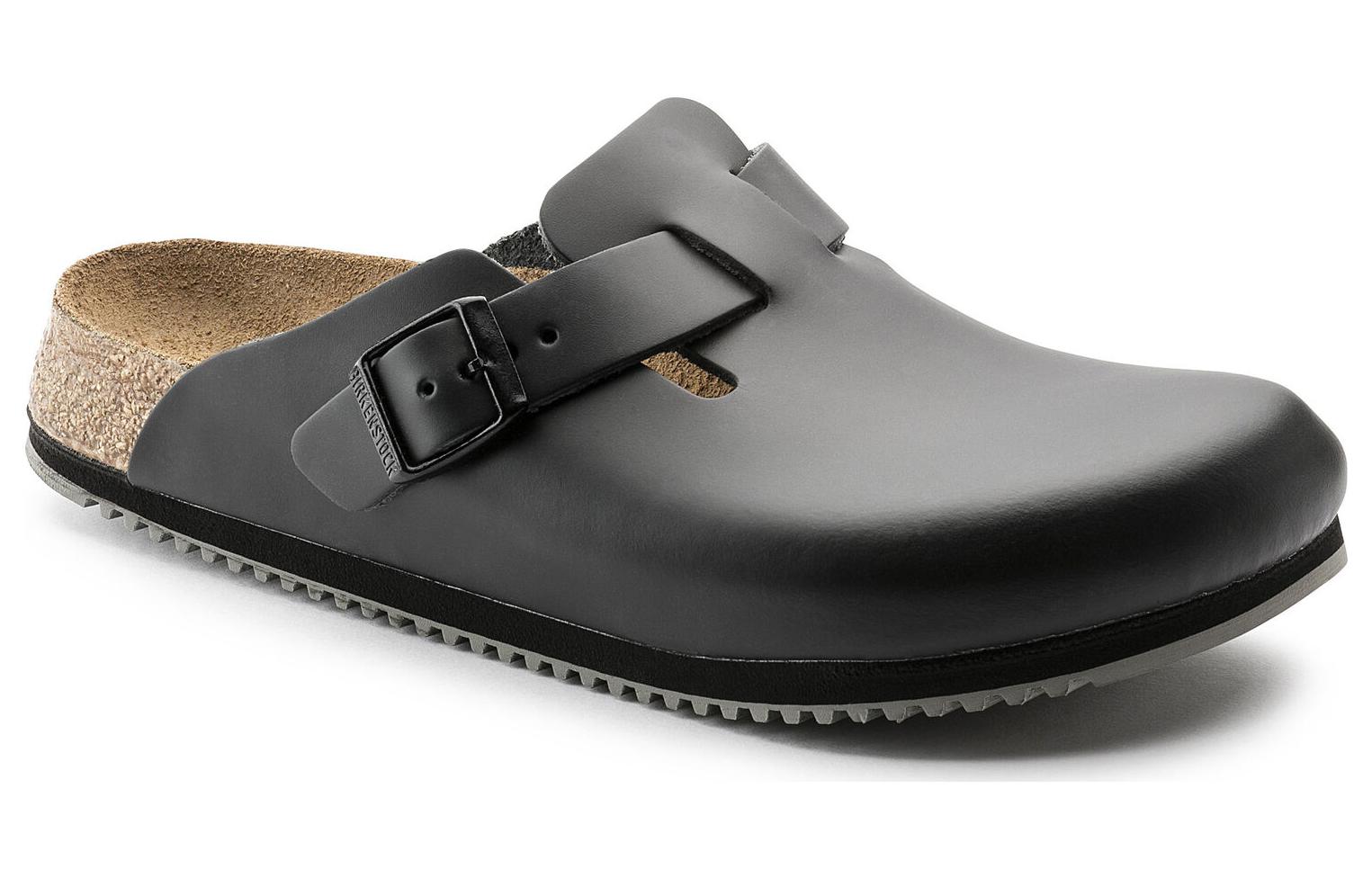 Birkenstock Boston Super Grip Leather Narrow Fit 'Black' 0060194