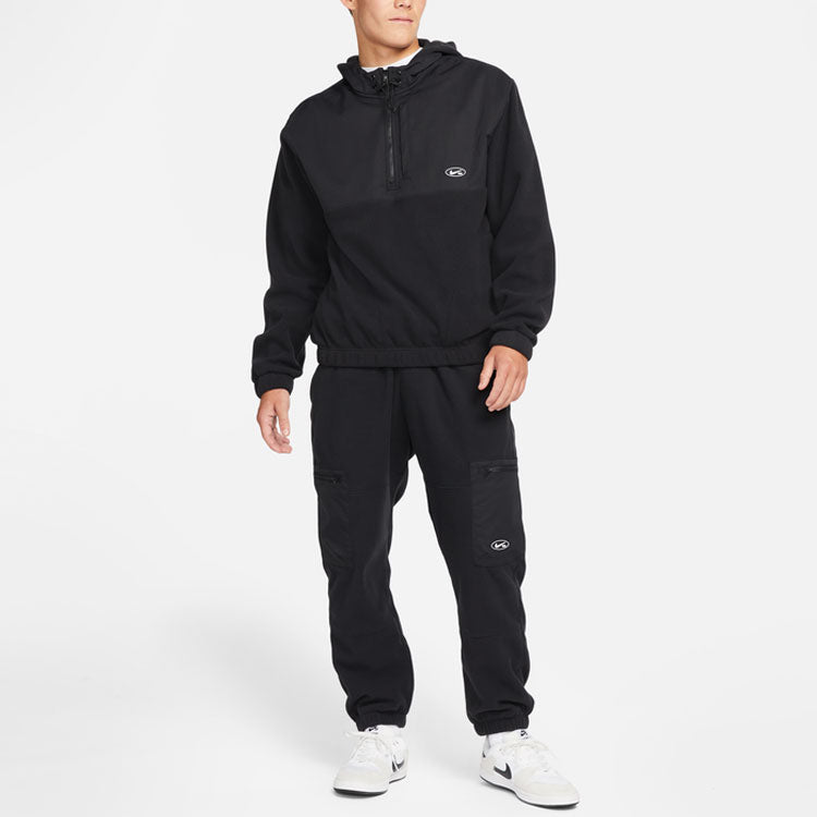 Men's Nike SB Solid Color Lacing Casual Skateboard Polar Fleece Sports Pants/Trousers/Joggers Black DA4196-010