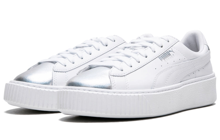 (WMNS) PUMA Suede Platform White/Silver 364525-01