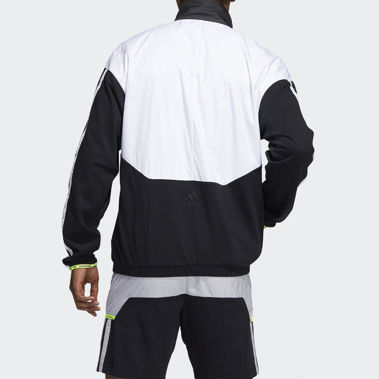 adidas Colorblock Half Zipper Basketball Sports Jacket Black GV4644
