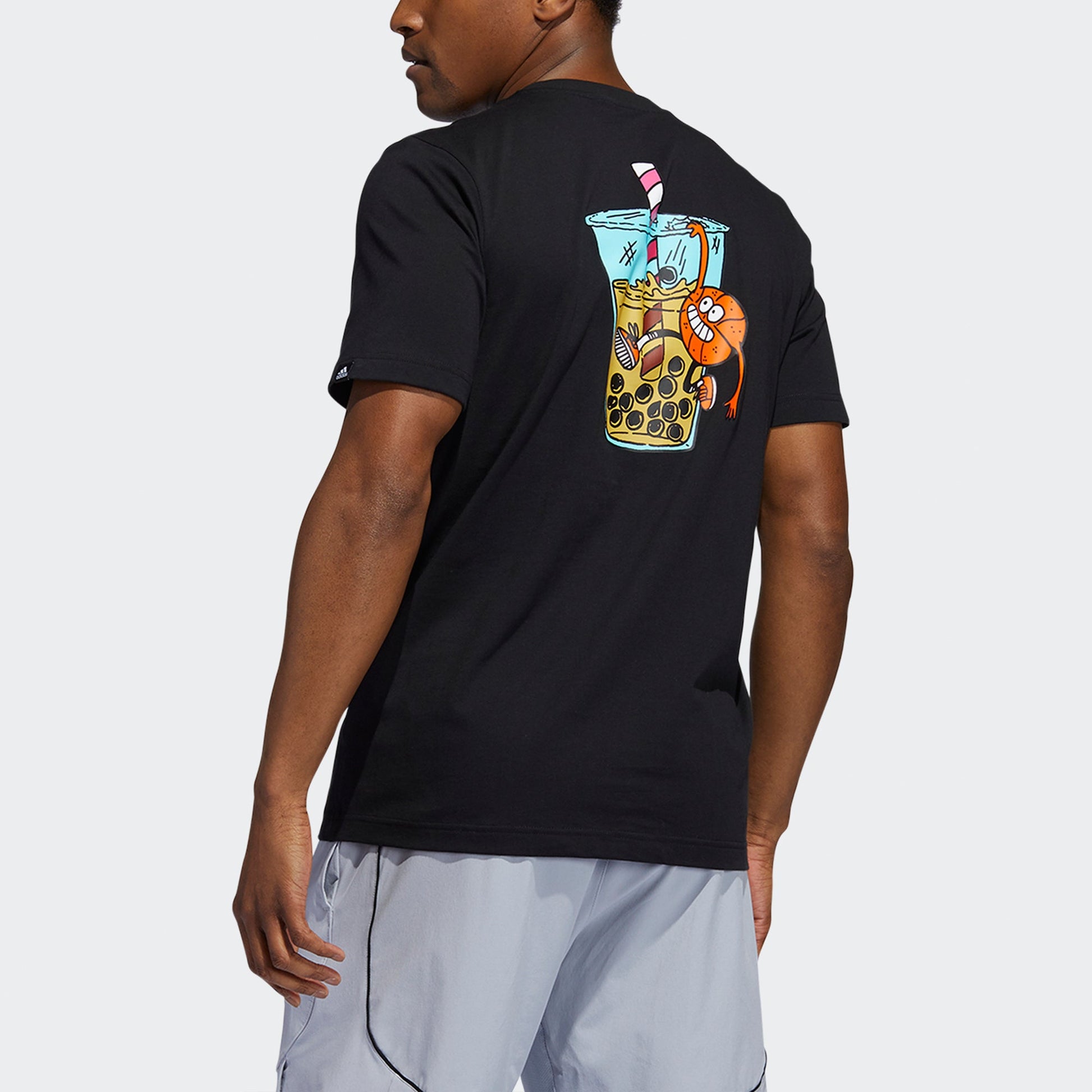 adidas Lil Stripe Boba Funny Printing Logo Basketball Sports Short Sleeve Black HB5486