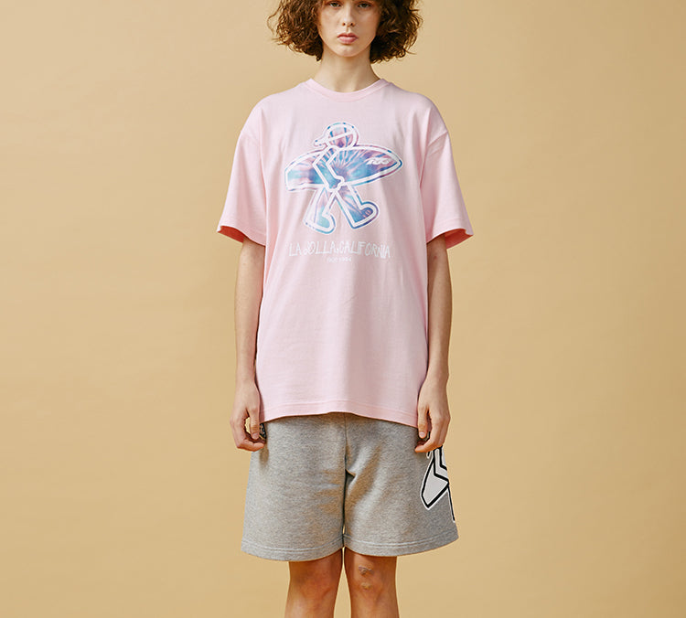 PJs Vigor Surf Pattern Tie Dye Printing Round Neck Short Sleeve Unisex Peach Pink 20SSTS1021-P