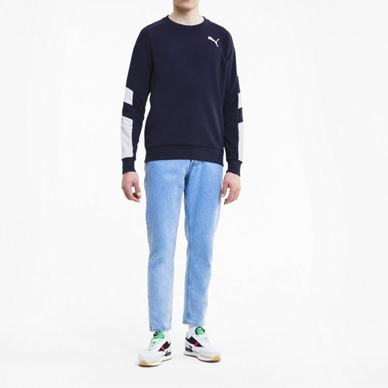 PUMA logo Printing Round Neck Pullover Sports Blue 585178-06