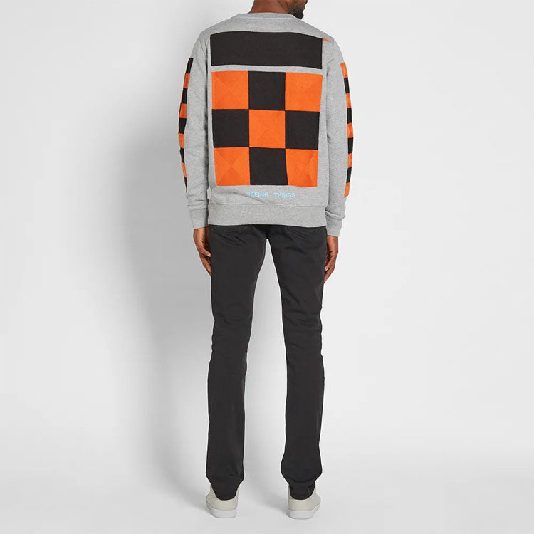 Off-White Back Printing Plaid Round Neck Pullover Version Gray OMBA003F171920230719