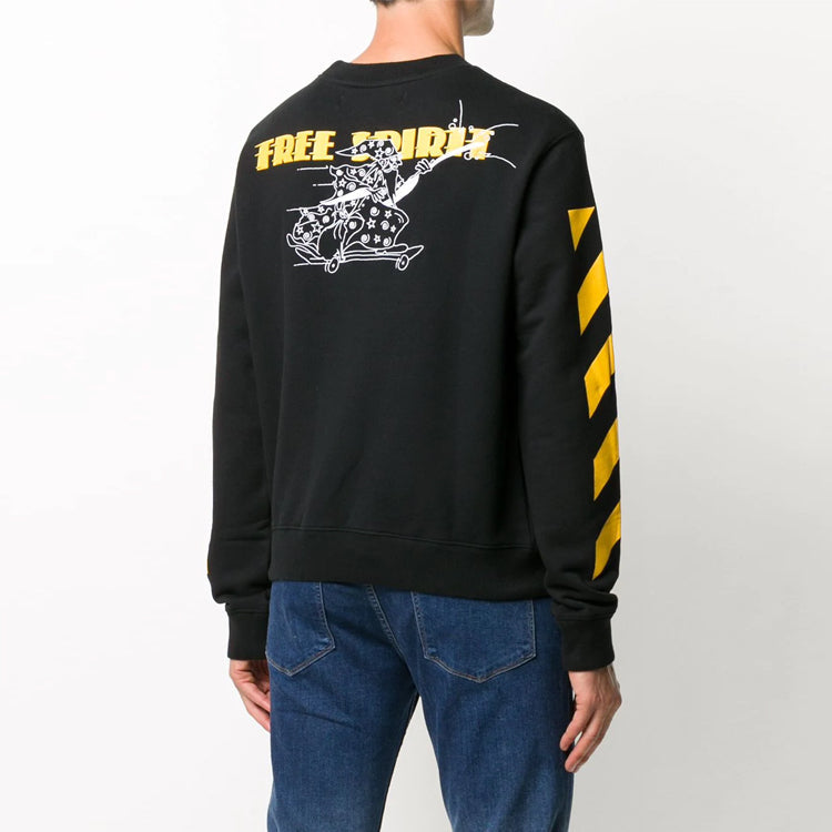 Off-White Embroidered Stripe Logo Pullover Black OMBA025F20FLE0101018