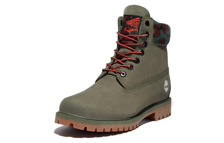 Timberland 6 Inch Premium Boot 'Dark Green Nubuck with Camouflage Collar' A2KC5A58