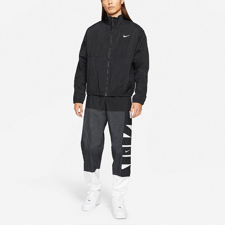 Nike Stand Collar Logo Print Jacket 'Black' CW7349-010