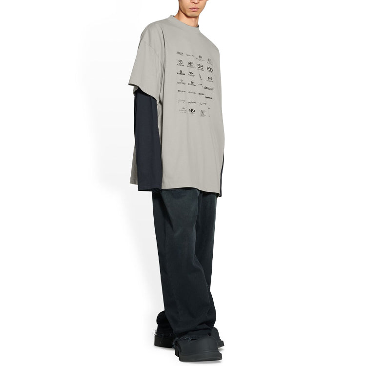 Balenciaga Archives Logos T-Shirt Oversized 'Light Grey' 712398TNVQ71342