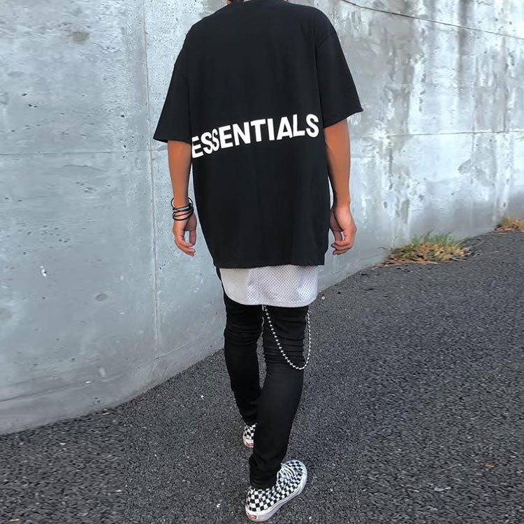 Fear of God Essentials Boxy Graphic Tee Black Logo Tee FOG-SS20-001