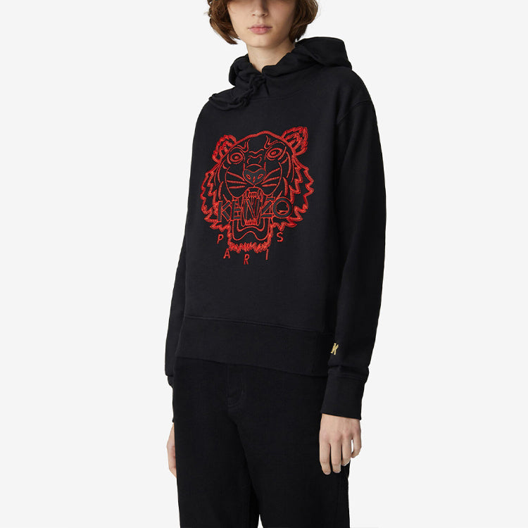 (WMNS) KENZO SS21 Tiger Head Embroidered Pattern Hoodie Black FB52SW8714MM-99