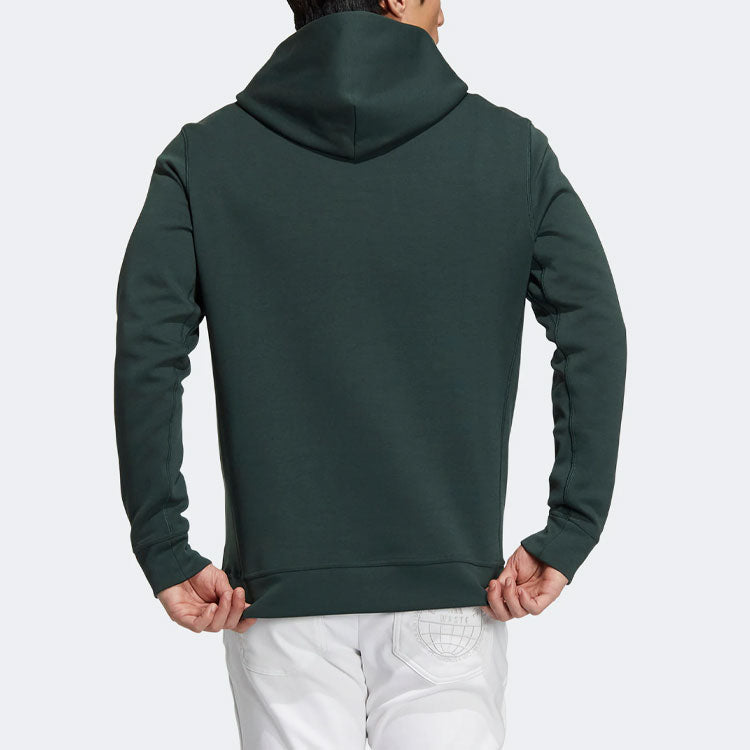 Men's adidas Alphabet Printing Sports Hooded Long Sleeves Pullover Dark Green HG5783