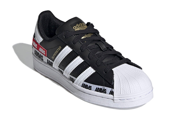 (GS) adidas Superstar J 'Wordmark Heel Stripe - Core Black' FX5872