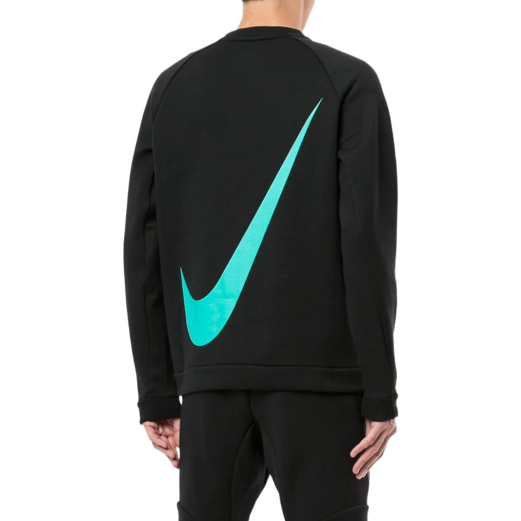 Men's Nike Back Brand Logo Pattern Printing Round Neck Long Sleeves Black NS0006-010