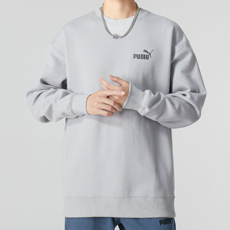 PUMA Small Logo Relaxed Crew Logo Sweater 'Grey' 673605-19