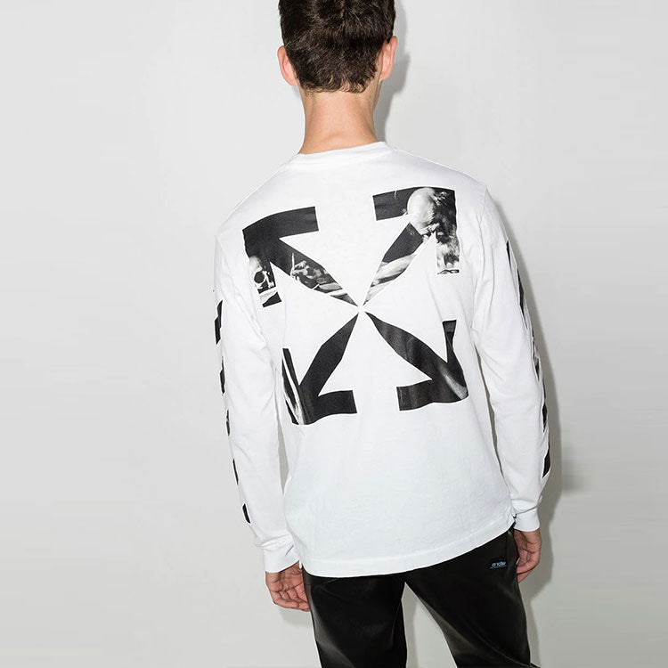 Off-White FW21 Arrow Logo Printing Round Neck Long Sleeves Ordinary Version White OMAB064F21JER0140110
