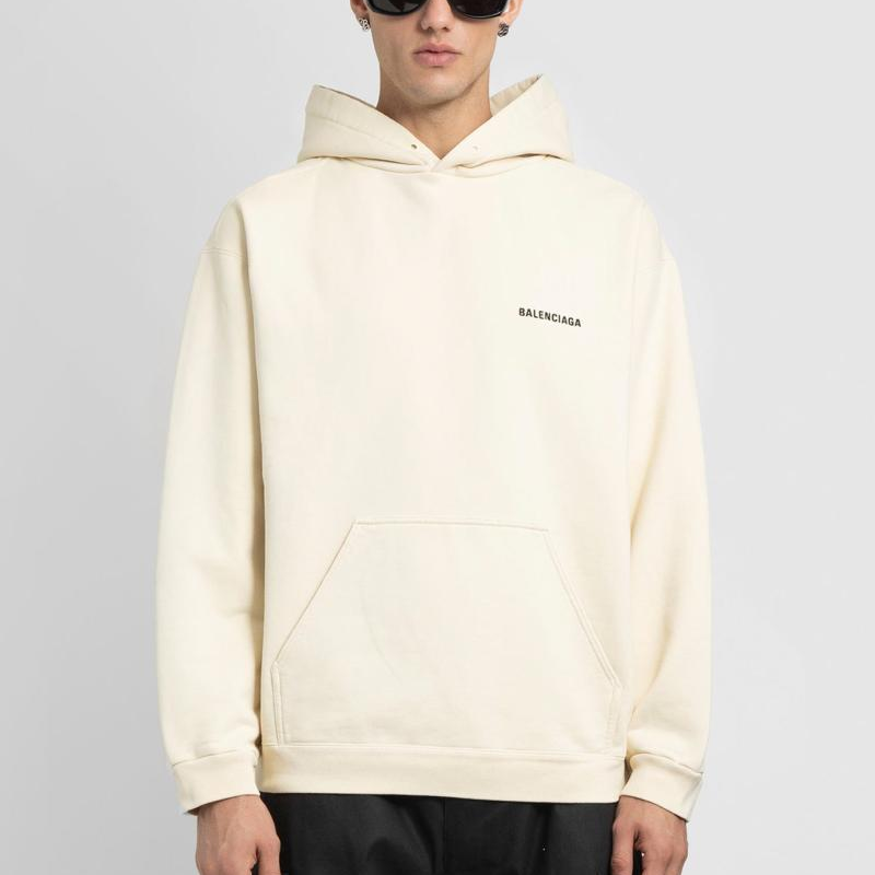 Balenciaga Back Logo Hoodie Regular Fit 'Off White' 600583TMVF5-9069