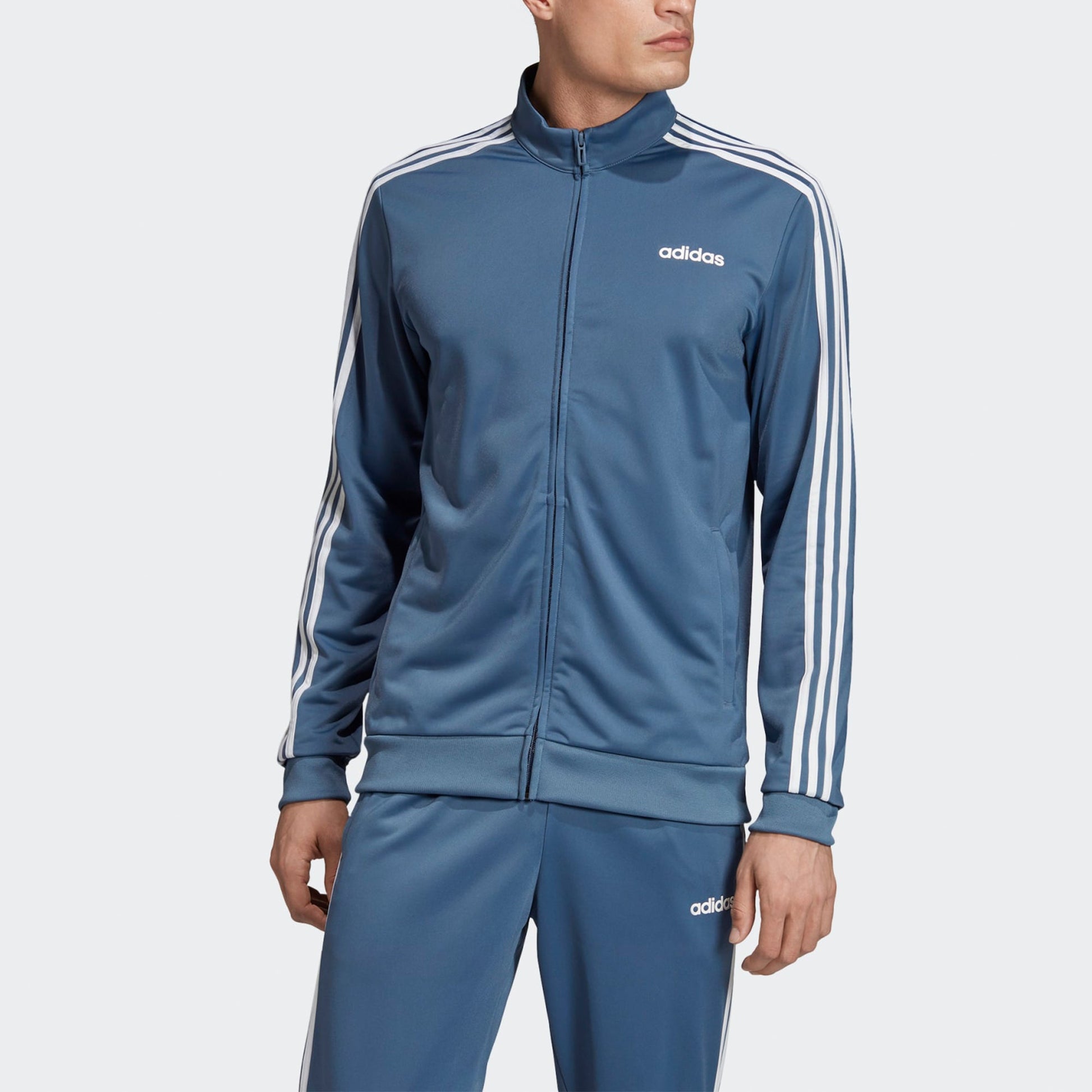 adidas E 3S TT TRIC Slim Fit Training Sports Stylish Jacket Blue Gray EI4893