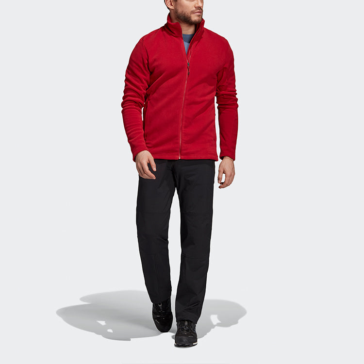 adidas Tivid Fl Jkt Solid Color Zipper Stand Collar Casual Jacket Red DZ5944