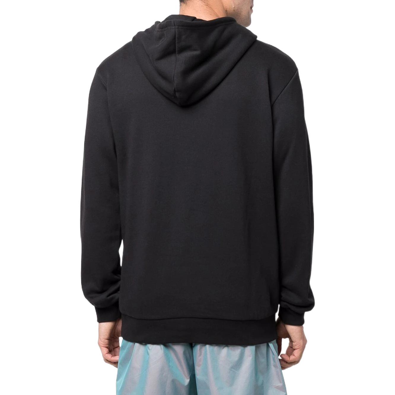 Men's adidas originals Kangaroo Pocket Chest Logo Printing Hooded Long Sleeves Black HC4490