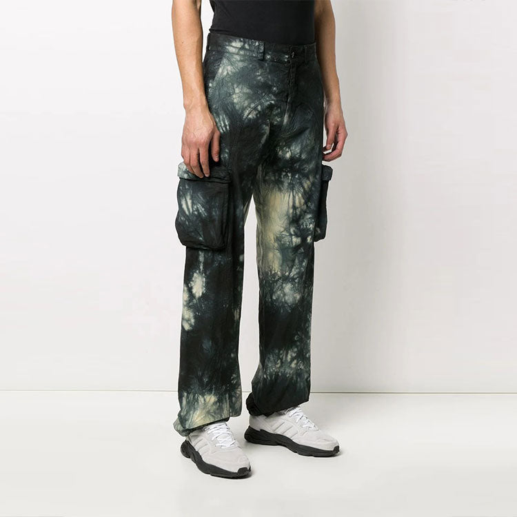 Men's Off-White Logo Tie Dye Cargo Casual Pants/Trousers Loose Fit Black OMCF015S20H860536100