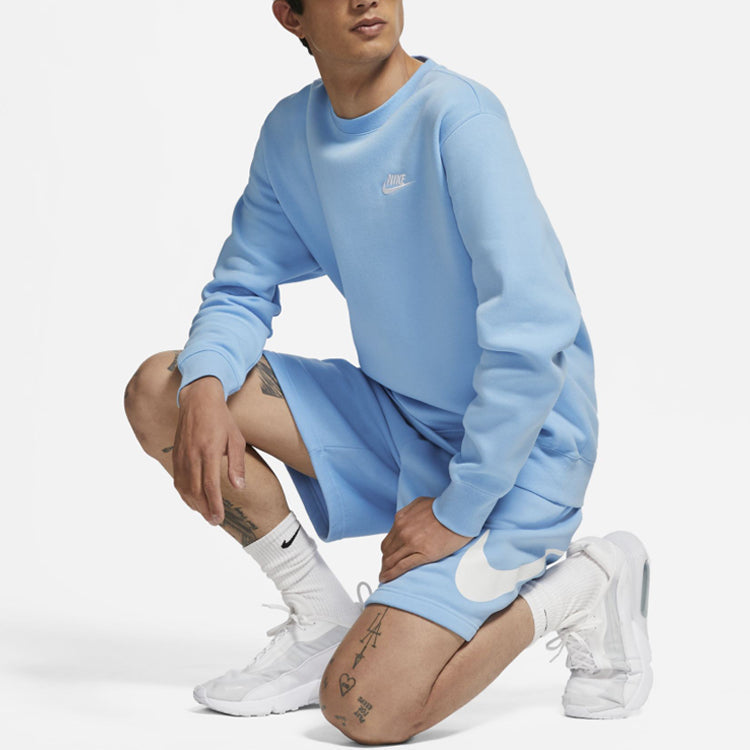 Nike Athleisure Casual Sports Fleece Lined Round Neck Pullover Blue BV2663-436