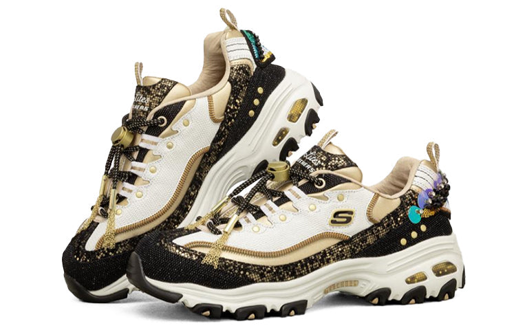 (WMNS) Skechers D'lites 1.0 Running Shoes Black/Gold 149245-BKGD