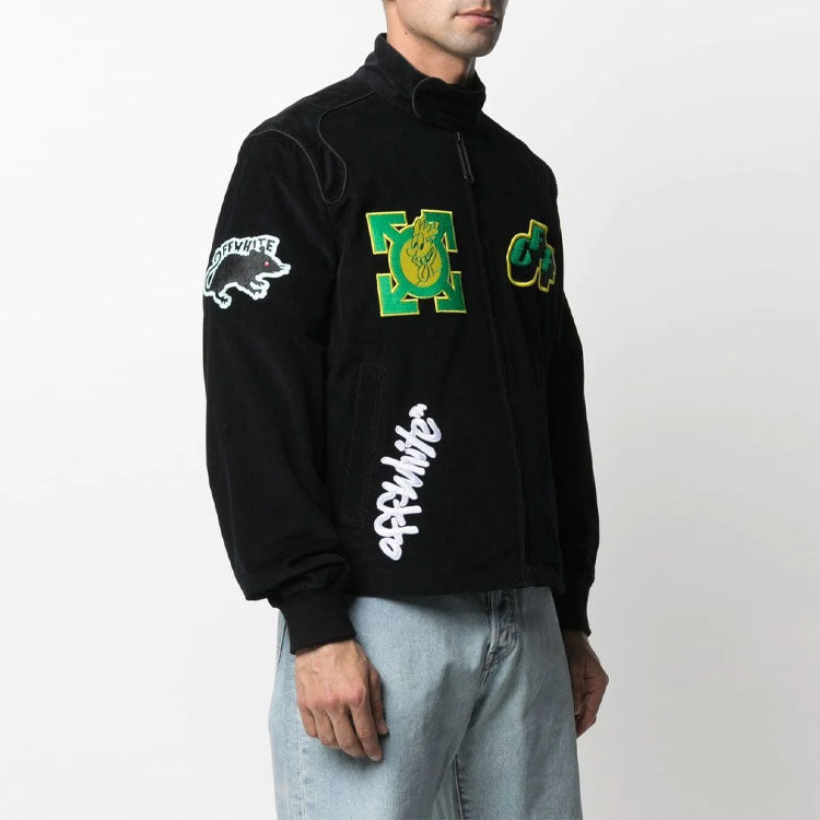 Off-White SS21 Logo Embroidered Athleisure Casual Sports Jacket Version Black OMEA280S21FAB0011001