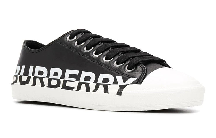 (WMNS) Burberry Logo Print Two Toned Sneakers 'Black Cotton White Sole' 80193261