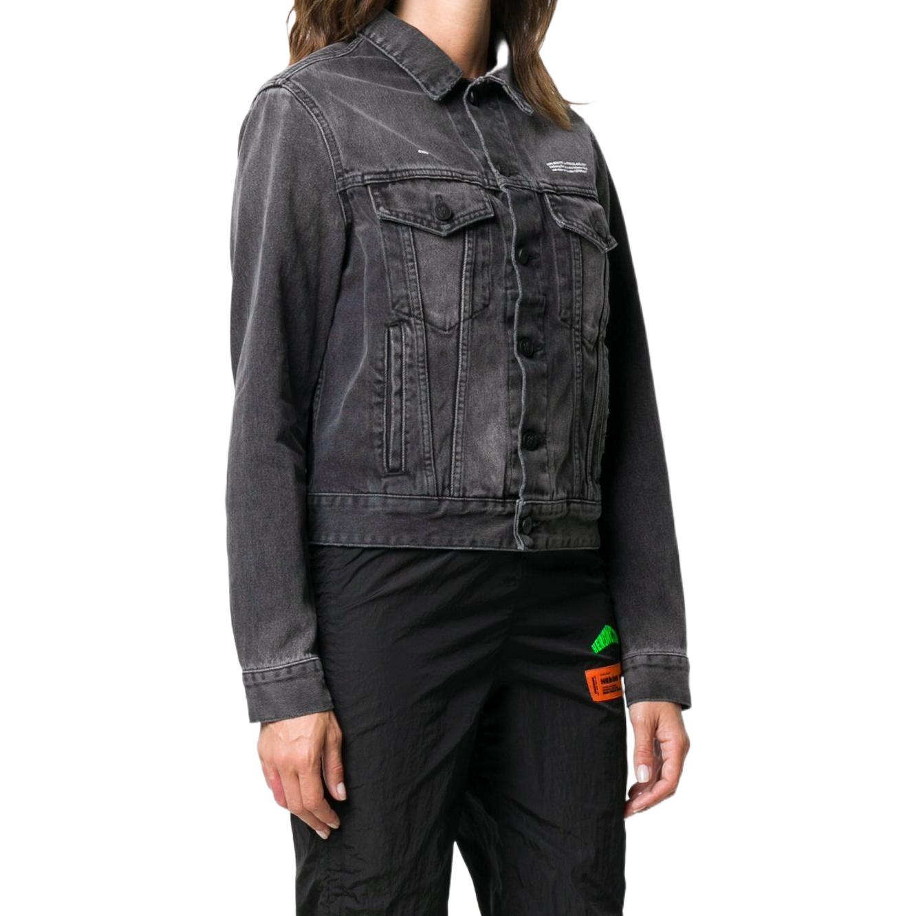 (WMNS) Off-White Denim Long Jacket 'Black' OWYE012E20DEN0040610